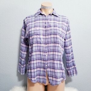 MADEWELL plaid print button shirt top blouse XS